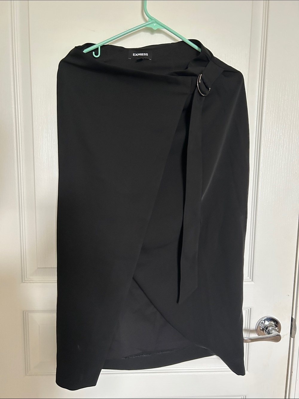 Express Black Wrap Pencil Skirt with D-Ring Belt Detail
